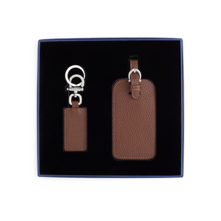 Luggage Tag and Key Chain Gift Set, tan