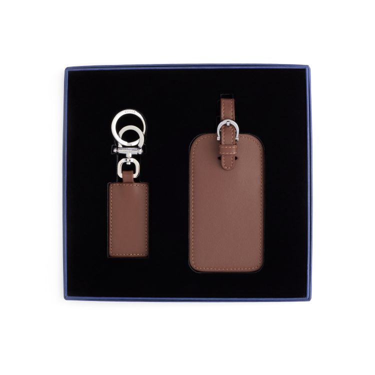 Luggage Tag and Key Chain Gift Set, tan