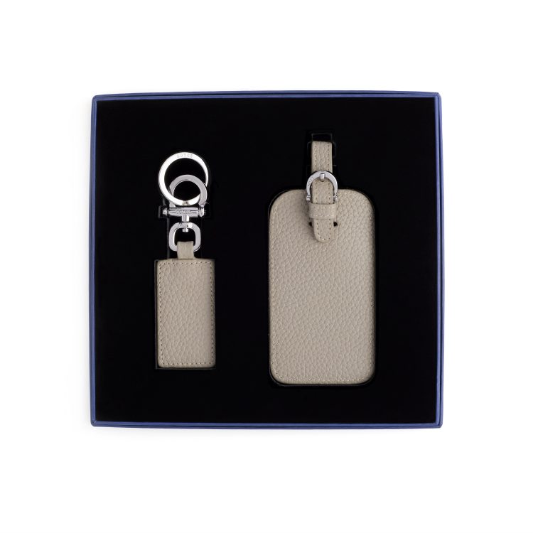 Luggage Tag and Key Chain Gift Set, taupe