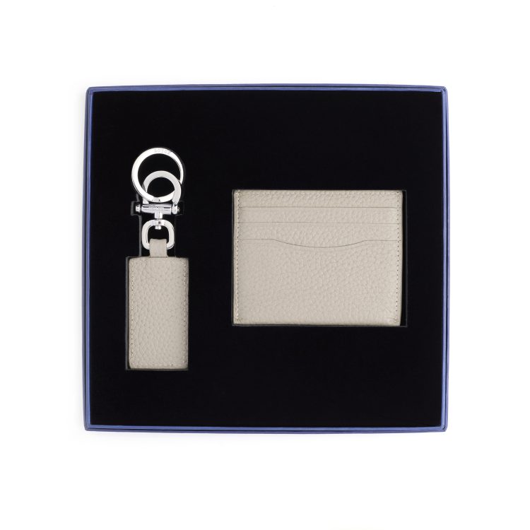 RFID Leather Cardholder Wallet & Keychain Gift Set