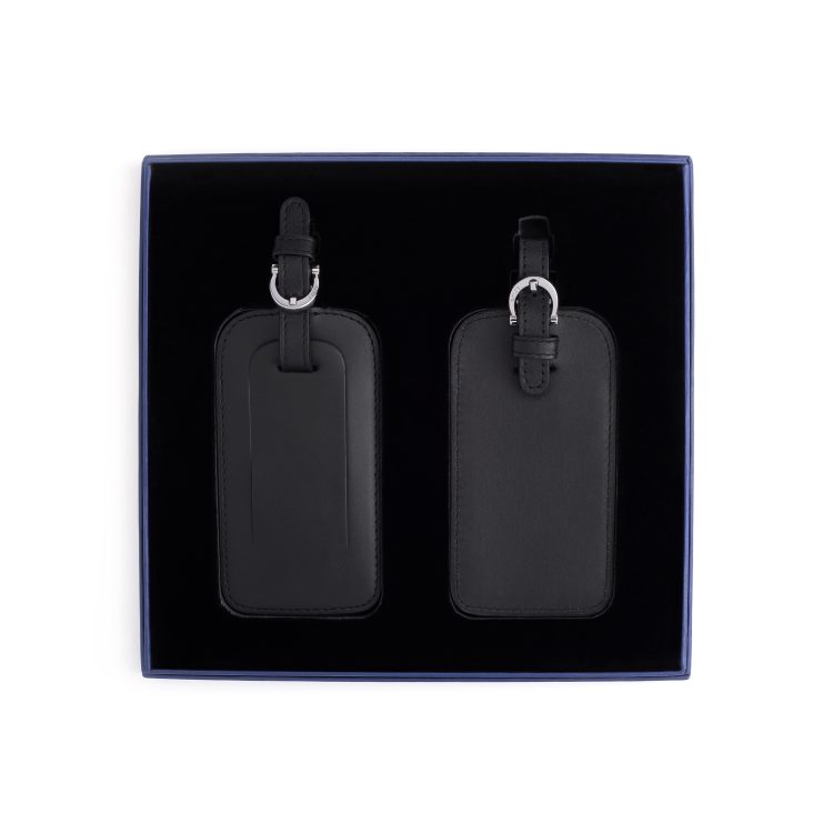 Double Leather Luggage Tag Gift Set, black