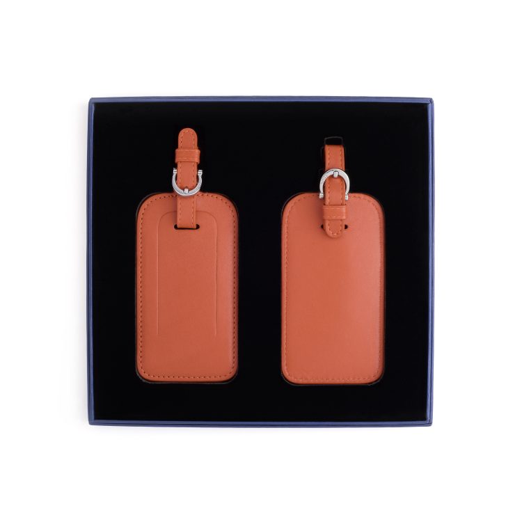 Double Leather Luggage Tag Gift Set, orange