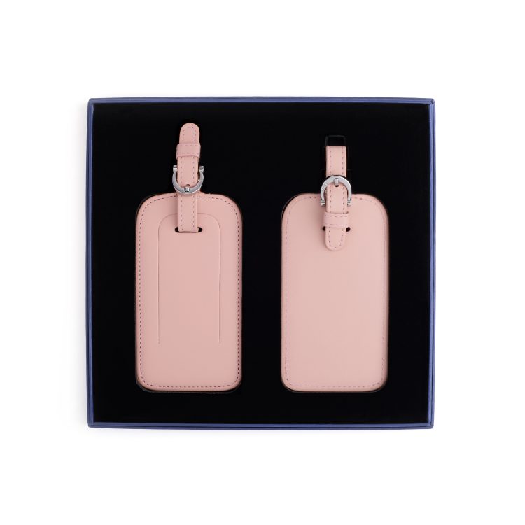 Double Leather Luggage Tag Gift Set, carnation-pink