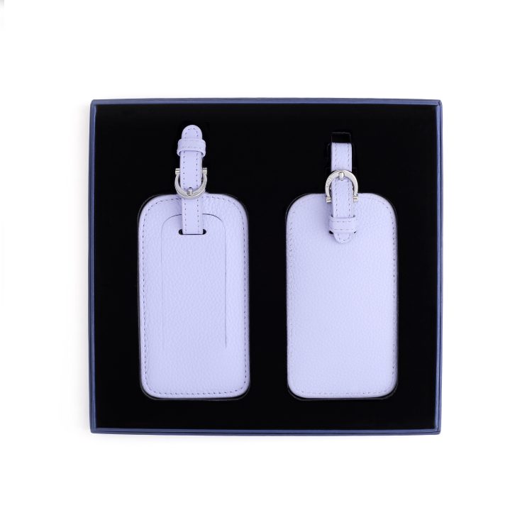 Double Leather Luggage Tag Gift Set, lavender-pebble