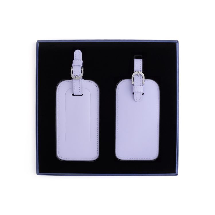 Double Leather Luggage Tag Gift Set, lavender