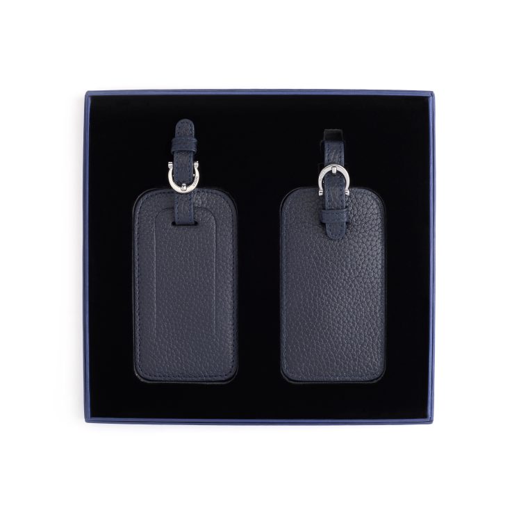 Double Leather Luggage Tag Gift Set, blue-pebble