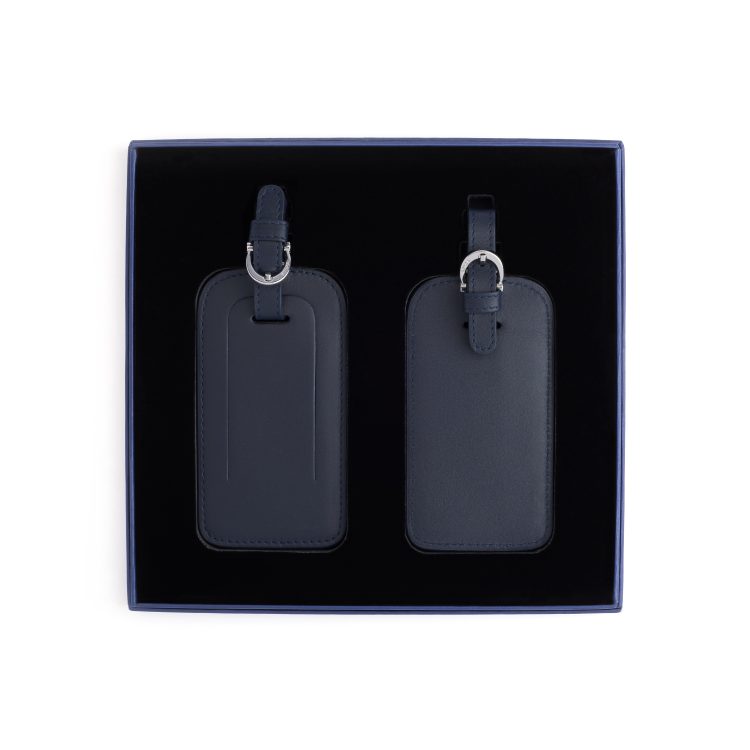 Double Leather Luggage Tag Gift Set, blue