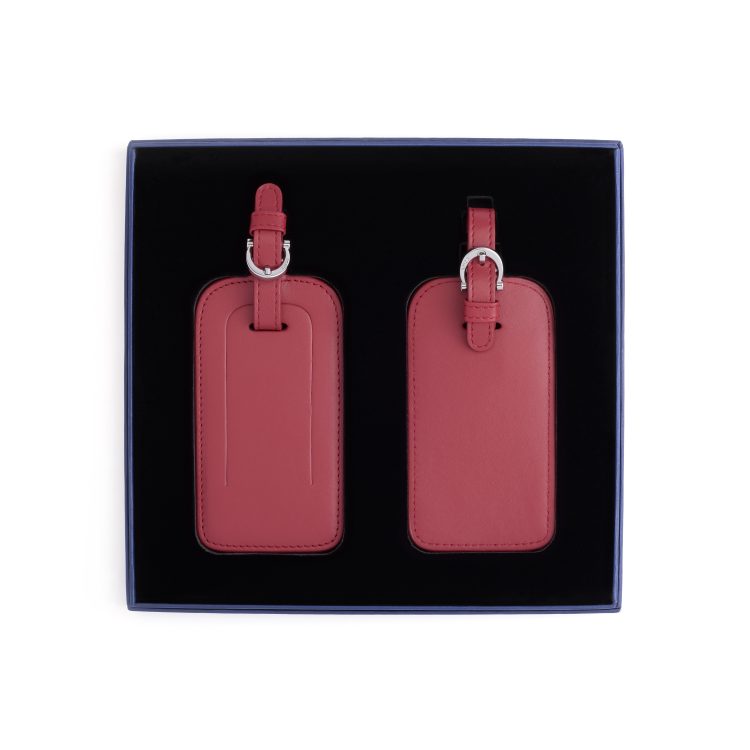 Double Leather Luggage Tag Gift Set, red