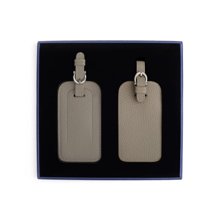 Double Leather Luggage Tag Gift Set, taupe