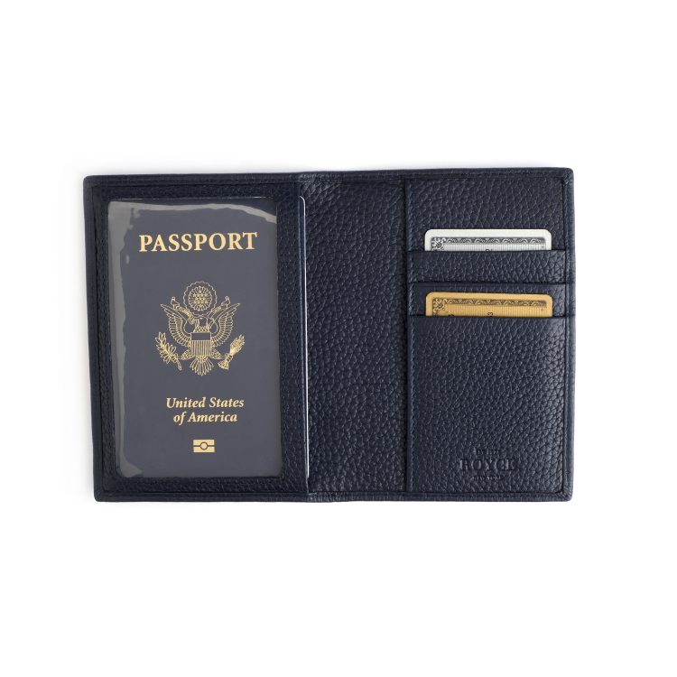 RFID Blocking Passport Cover with Card Slots, blue-pebble