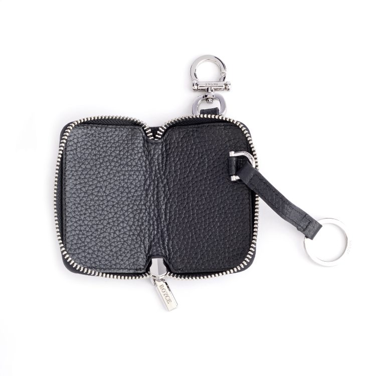 Zip-Around Leather Fob Case, black