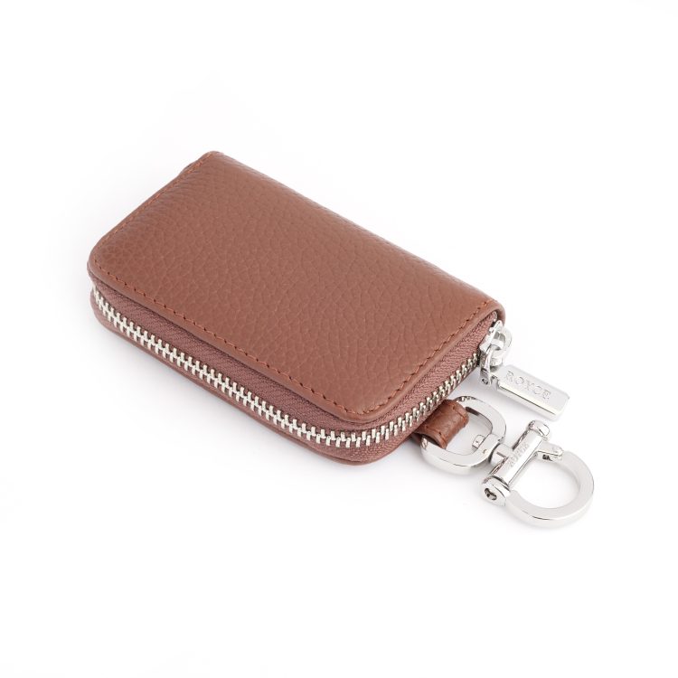 Zip-Around Leather Fob Case, tan