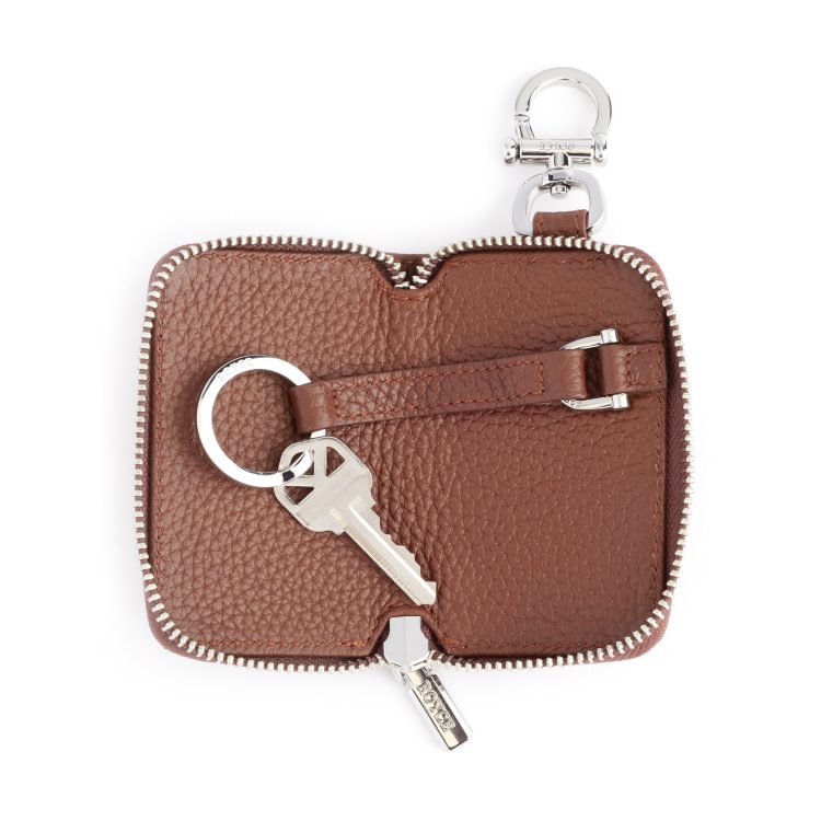 Zip-Around Leather Fob Case, tan