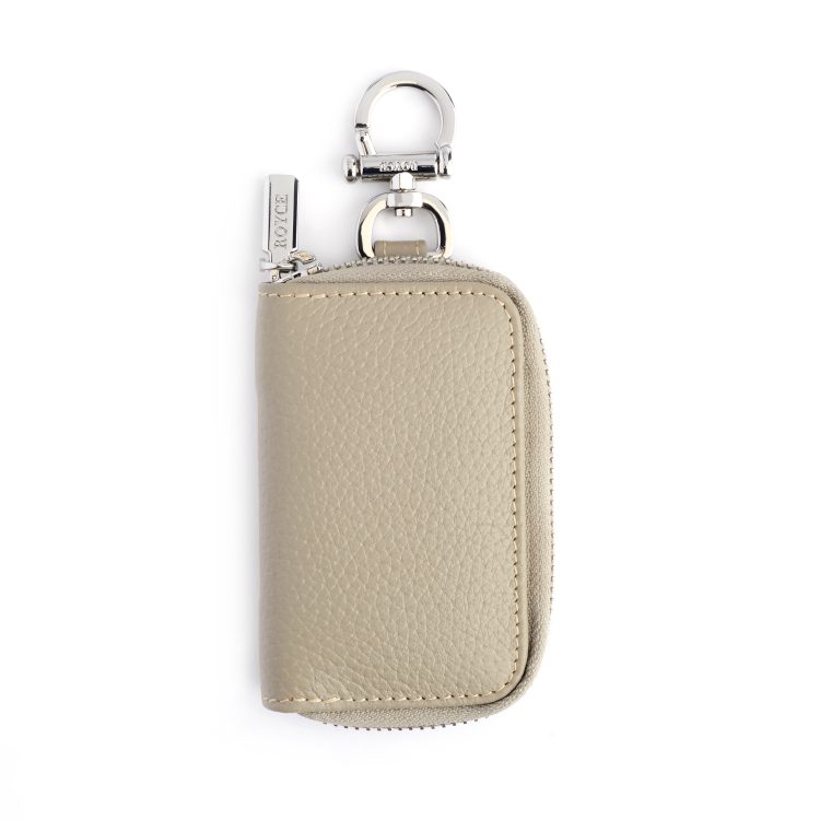 Zip-Around Leather Fob Case, taupe