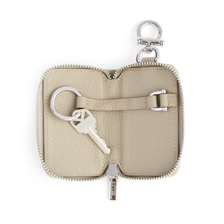 Zip-Around Leather Fob Case, taupe