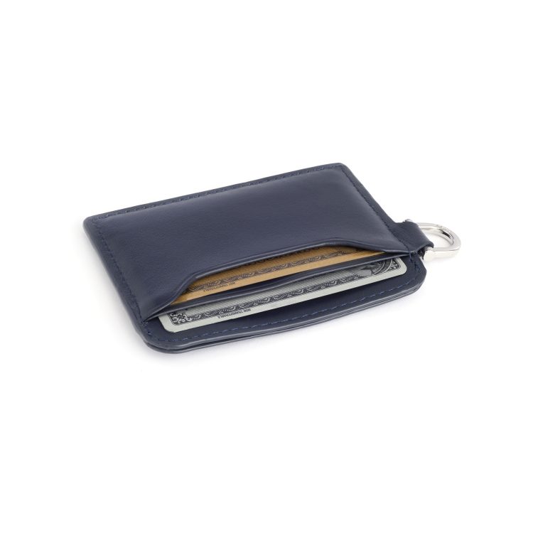 RFID Blocking Slim Cardholder with Key Fob, blue