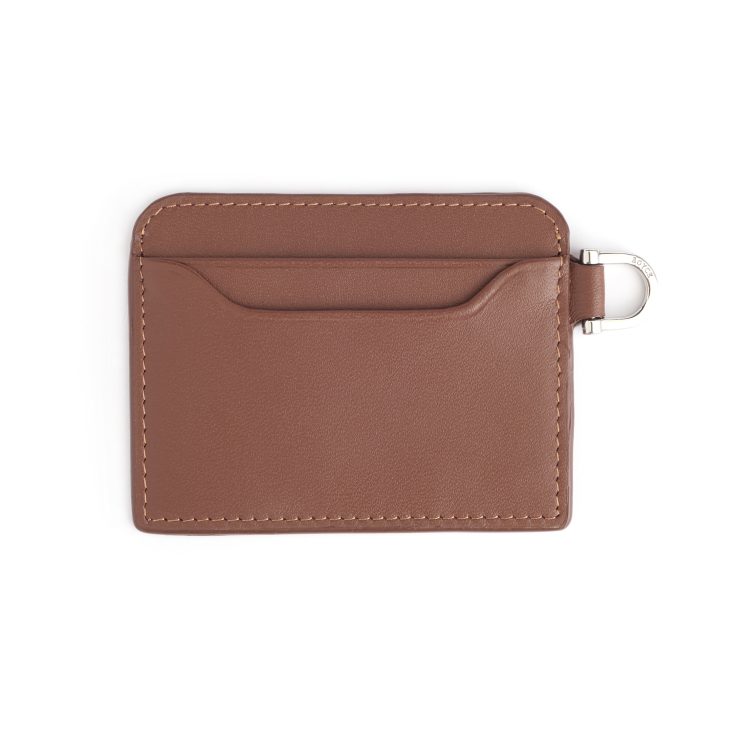 RFID Blocking Slim Cardholder with Key Fob, tan