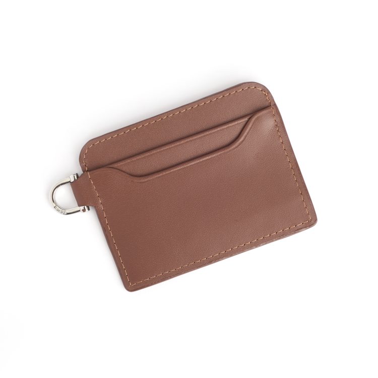 RFID Blocking Slim Cardholder with Key Fob, tan