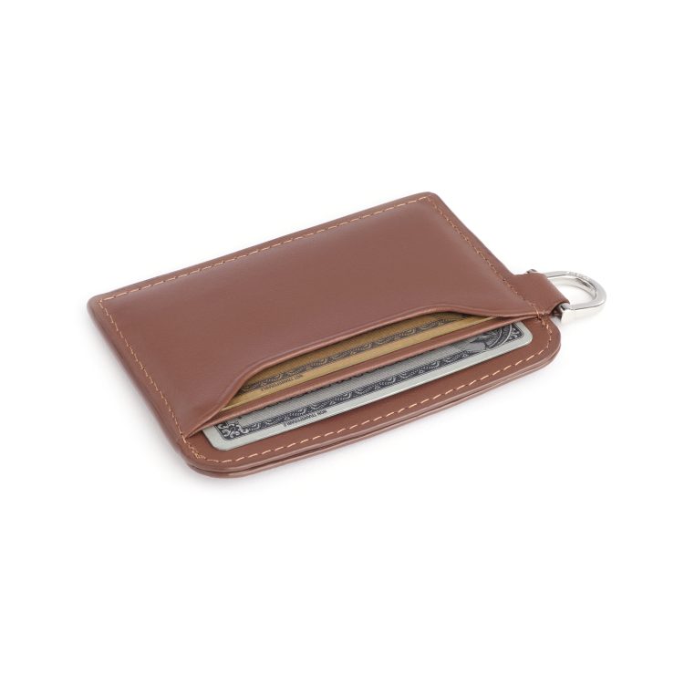 RFID Blocking Slim Cardholder with Key Fob, tan