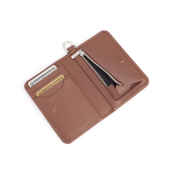 RFID Blocking Bifold Vertical Wallet with Key Fob, tan