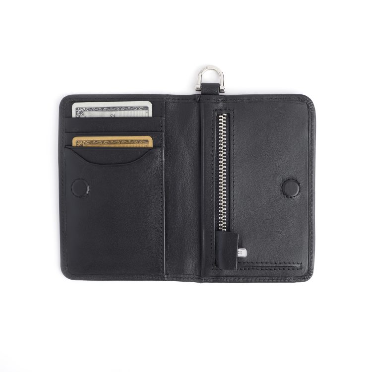 RFID Blocking Bifold Vertical Wallet with Key Fob, black