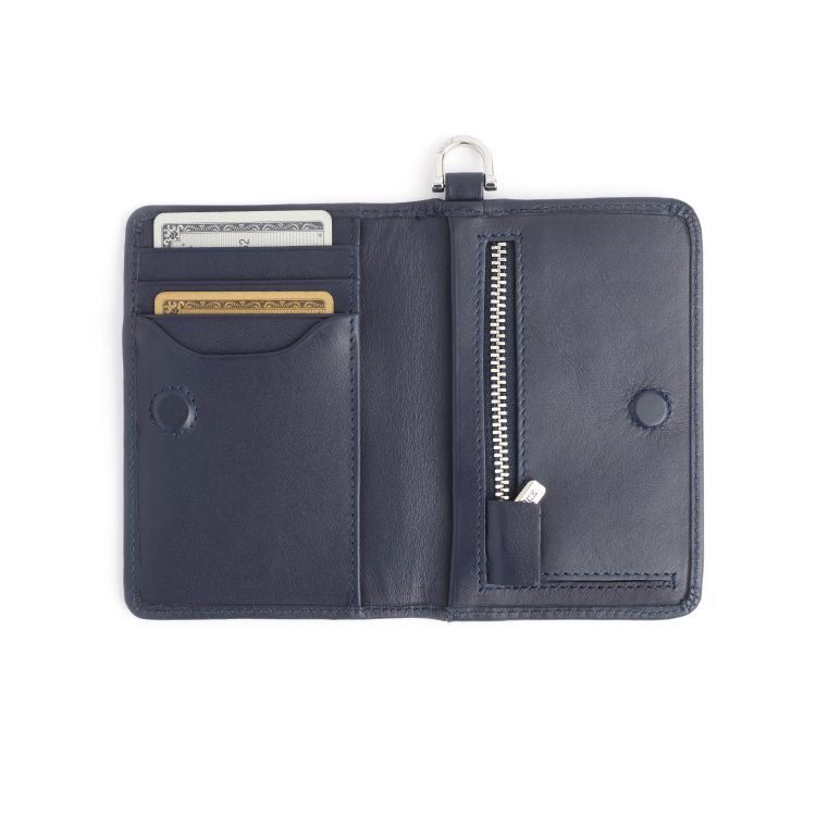 RFID Blocking Bifold Vertical Wallet with Key Fob, blue